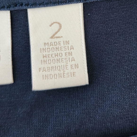 Chicos Size 2 Large Women’s Blue Long Sleeve Blouse Shirt Top Keyhole Front - Picture 7 of 9